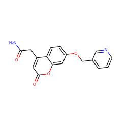 NC(=O)Cc1cc(=O)oc2cc(OCc3cccnc3)ccc12 ZINC000045285226