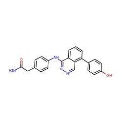 NC(=O)Cc1ccc(Nc2nncc3c(-c4ccc(O)cc4)cccc23)cc1 ZINC000073219166