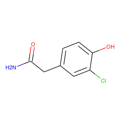 NC(=O)Cc1ccc(O)c(Cl)c1 ZINC000013386275