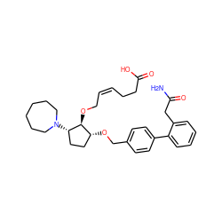 NC(=O)Cc1ccccc1-c1ccc(CO[C@@H]2CC[C@H](N3CCCCCC3)[C@H]2OC/C=C\CCC(=O)O)cc1 ZINC000027750067