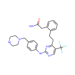 NC(=O)Cc1ccccc1CCc1nc(Nc2ccc(CN3CCNCC3)cc2)ncc1C(F)(F)F ZINC000147725182