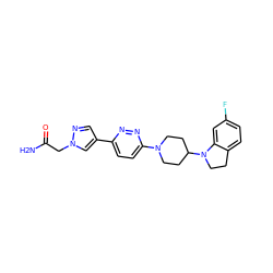 NC(=O)Cn1cc(-c2ccc(N3CCC(N4CCc5ccc(F)cc54)CC3)nn2)cn1 ZINC000218760191