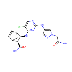 NC(=O)Cn1cc(Nc2ncc(Cl)c(N[C@H]3[C@@H](C(N)=O)[C@@H]4C=C[C@H]3C4)n2)cn1 ZINC000084910679