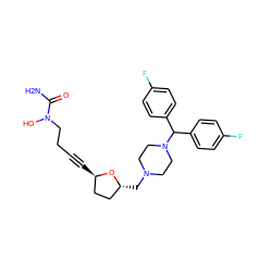 NC(=O)N(O)CCC#C[C@@H]1CC[C@@H](CN2CCN(C(c3ccc(F)cc3)c3ccc(F)cc3)CC2)O1 ZINC000026383058