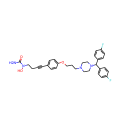 NC(=O)N(O)CCC#Cc1ccc(OCCCN2CCN(C(c3ccc(F)cc3)c3ccc(F)cc3)CC2)cc1 ZINC000028455995