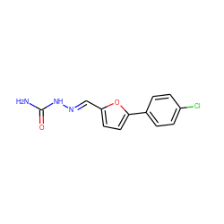 NC(=O)N/N=C/c1ccc(-c2ccc(Cl)cc2)o1 ZINC000000372038