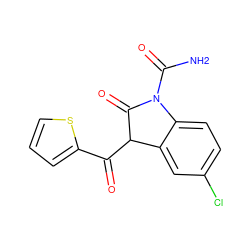 NC(=O)N1C(=O)C(C(=O)c2cccs2)c2cc(Cl)ccc21 ZINC000100001953