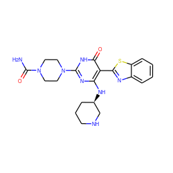 NC(=O)N1CCN(c2nc(N[C@@H]3CCCNC3)c(-c3nc4ccccc4s3)c(=O)[nH]2)CC1 ZINC001772601399