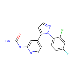 NC(=O)Nc1cc(-c2ccnn2-c2ccc(F)cc2Cl)ccn1 ZINC000141253360