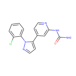 NC(=O)Nc1cc(-c2ccnn2-c2ccccc2Cl)ccn1 ZINC000141312301