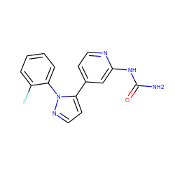 NC(=O)Nc1cc(-c2ccnn2-c2ccccc2F)ccn1 ZINC000141279880