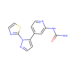 NC(=O)Nc1cc(-c2ccnn2-c2nccs2)ccn1 ZINC000167966813