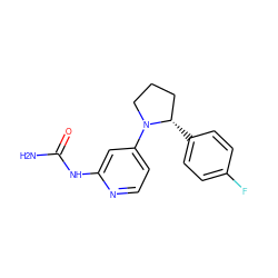 NC(=O)Nc1cc(N2CCC[C@@H]2c2ccc(F)cc2)ccn1 ZINC000167386941