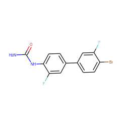 NC(=O)Nc1ccc(-c2ccc(Br)c(F)c2)cc1F ZINC000028712012