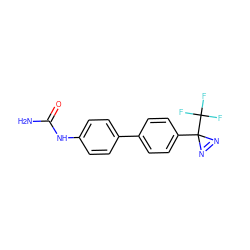 NC(=O)Nc1ccc(-c2ccc(C3(C(F)(F)F)N=N3)cc2)cc1 ZINC000058649676