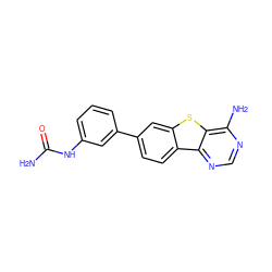 NC(=O)Nc1cccc(-c2ccc3c(c2)sc2c(N)ncnc23)c1 ZINC000203674470