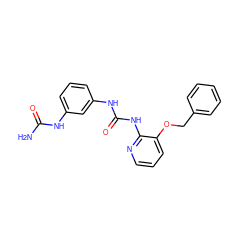 NC(=O)Nc1cccc(NC(=O)Nc2ncccc2OCc2ccccc2)c1 ZINC000013680216