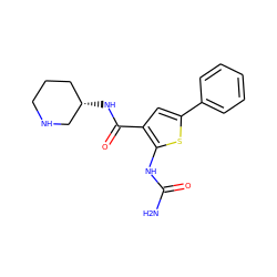 NC(=O)Nc1sc(-c2ccccc2)cc1C(=O)N[C@H]1CCCNC1 ZINC000045498140