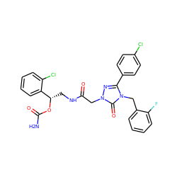 NC(=O)O[C@@H](CNC(=O)Cn1nc(-c2ccc(Cl)cc2)n(Cc2ccccc2F)c1=O)c1ccccc1Cl ZINC000113414465