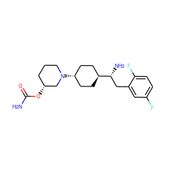 NC(=O)O[C@@H]1CCCN([C@H]2CC[C@H]([C@H](N)Cc3cc(F)ccc3F)CC2)C1 ZINC000261179296