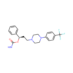 NC(=O)O[C@H](CCN1CCN(c2ccc(C(F)(F)F)cc2)CC1)c1ccccc1 ZINC000095576807