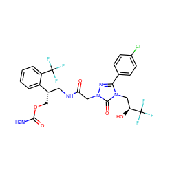 NC(=O)OC[C@@H](CNC(=O)Cn1nc(-c2ccc(Cl)cc2)n(C[C@H](O)C(F)(F)F)c1=O)c1ccccc1C(F)(F)F ZINC000113413111