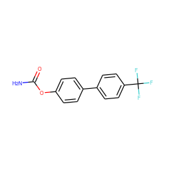 NC(=O)Oc1ccc(-c2ccc(C(F)(F)F)cc2)cc1 ZINC000028711941