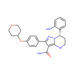 NC(=O)c1c(-c2ccc(OC3CCOCC3)cc2)nn2c1NCC[C@H]2c1ccccc1N ZINC001772635483