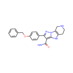 NC(=O)c1c(-c2ccc(OCc3ccccc3)cc2)nn2c3c([nH]c12)CCNC3 ZINC001772613785