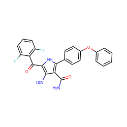 NC(=O)c1c(-c2ccc(Oc3ccccc3)cc2)[nH]c(C(=O)c2c(F)cccc2F)c1N ZINC000045336306