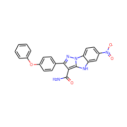 NC(=O)c1c(-c2ccc(Oc3ccccc3)cc2)nn2c1[nH]c1cc([N+](=O)[O-])ccc12 ZINC001772586037