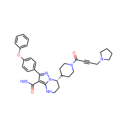 NC(=O)c1c(-c2ccc(Oc3ccccc3)cc2)nn2c1NCC[C@H]2C1CCN(C(=O)C#CCN2CCCC2)CC1 ZINC001772635941