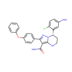 NC(=O)c1c(-c2ccc(Oc3ccccc3)cc2)nn2c1NCC[C@H]2c1cc(N)ccc1Cl ZINC001772616543