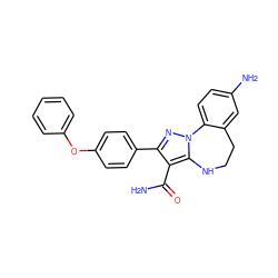 NC(=O)c1c(-c2ccc(Oc3ccccc3)cc2)nn2c1NCCc1cc(N)ccc1-2 ZINC001772583675