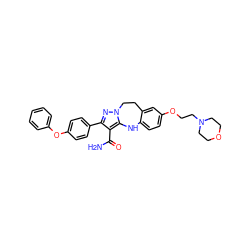 NC(=O)c1c(-c2ccc(Oc3ccccc3)cc2)nn2c1Nc1ccc(OCCN3CCOCC3)cc1CC2 ZINC000045354434