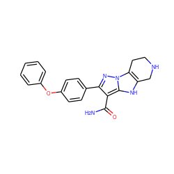 NC(=O)c1c(-c2ccc(Oc3ccccc3)cc2)nn2c3c([nH]c12)CNCC3 ZINC001772603821