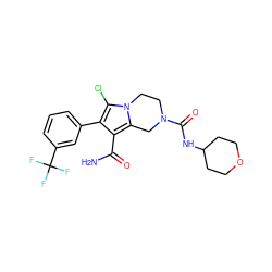 NC(=O)c1c(-c2cccc(C(F)(F)F)c2)c(Cl)n2c1CN(C(=O)NC1CCOCC1)CC2 ZINC000223361360