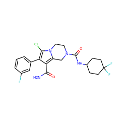 NC(=O)c1c(-c2cccc(F)c2)c(Cl)n2c1CN(C(=O)NC1CCC(F)(F)CC1)CC2 ZINC001772575246