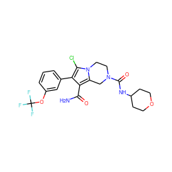 NC(=O)c1c(-c2cccc(OC(F)(F)F)c2)c(Cl)n2c1CN(C(=O)NC1CCOCC1)CC2 ZINC000223404461