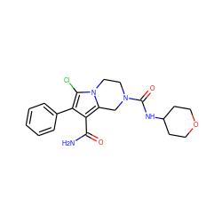 NC(=O)c1c(-c2ccccc2)c(Cl)n2c1CN(C(=O)NC1CCOCC1)CC2 ZINC000199021995