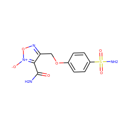 NC(=O)c1c(COc2ccc(S(N)(=O)=O)cc2)no[n+]1[O-] ZINC000299839464