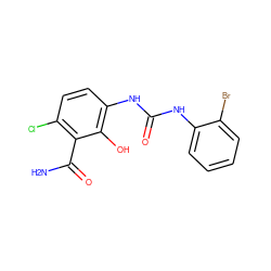 NC(=O)c1c(Cl)ccc(NC(=O)Nc2ccccc2Br)c1O ZINC000000582303