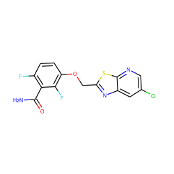 NC(=O)c1c(F)ccc(OCc2nc3cc(Cl)cnc3s2)c1F ZINC000040878032