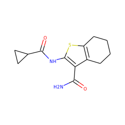 NC(=O)c1c(NC(=O)C2CC2)sc2c1CCCC2 ZINC000000035547