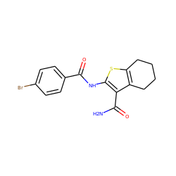 NC(=O)c1c(NC(=O)c2ccc(Br)cc2)sc2c1CCCC2 ZINC000000846610