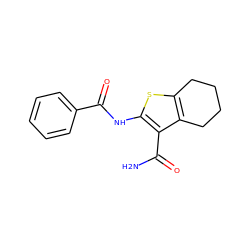 NC(=O)c1c(NC(=O)c2ccccc2)sc2c1CCCC2 ZINC000000042568