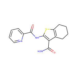 NC(=O)c1c(NC(=O)c2ccccn2)sc2c1CCCC2 ZINC000016004260