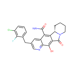 NC(=O)c1c2c(c(O)c3ncc(Cc4cccc(Cl)c4F)cc13)C(=O)N1CCCC[C@@H]21 ZINC000653916366