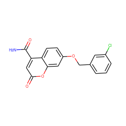 NC(=O)c1cc(=O)oc2cc(OCc3cccc(Cl)c3)ccc12 ZINC000103243553