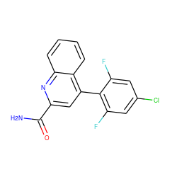 NC(=O)c1cc(-c2c(F)cc(Cl)cc2F)c2ccccc2n1 ZINC000205660241